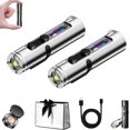 thumbnail image 1 of Pocket Rechargeable EDC Flashlight: 500 Lumens Mini Keychain Light with Fire Starter & Window Breaker, 5 Modes, Magnetic Base, Pocket Rechargeable EDC Flashlight for Camping and Travel (2 Pcs Silver), 1 of 10