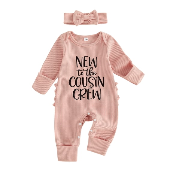 RUINIXCW Preemie/Newborn/Baby Girl Outfits Letter Embroidery Crew Neck Long Sleeve Romper and Bow Headband 2 Pcs Set for Fall