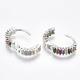 thumbnail image 3 of 1pair Brass Micro Pave Cubic Zirconia Huggie Hoop Earrings Ring 4x15.5mm Pin: 1mm, 3 of 3
