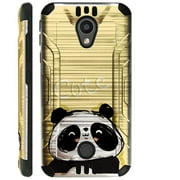 WORLD ACC Silver Guard Case Compatible for Coolpad Legacy S Brushed Metal Texture Hybrid TPU Phone Cover (Cute Panda)