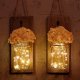 thumbnail image 4 of 2 candelabros rústicos de tarro de albañil, decoración rústica de madera retro, ganchos de hierro forjado, hortensia de seda y diseño de luces LED para decoración del hogar Namotu WL-00732, 4 of 7