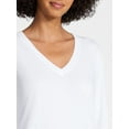 thumbnail image 5 of Time and Tru Women's Slub V-Neck Tee with Long Sleeves, Sizes XS-XXXL, 5 of 6