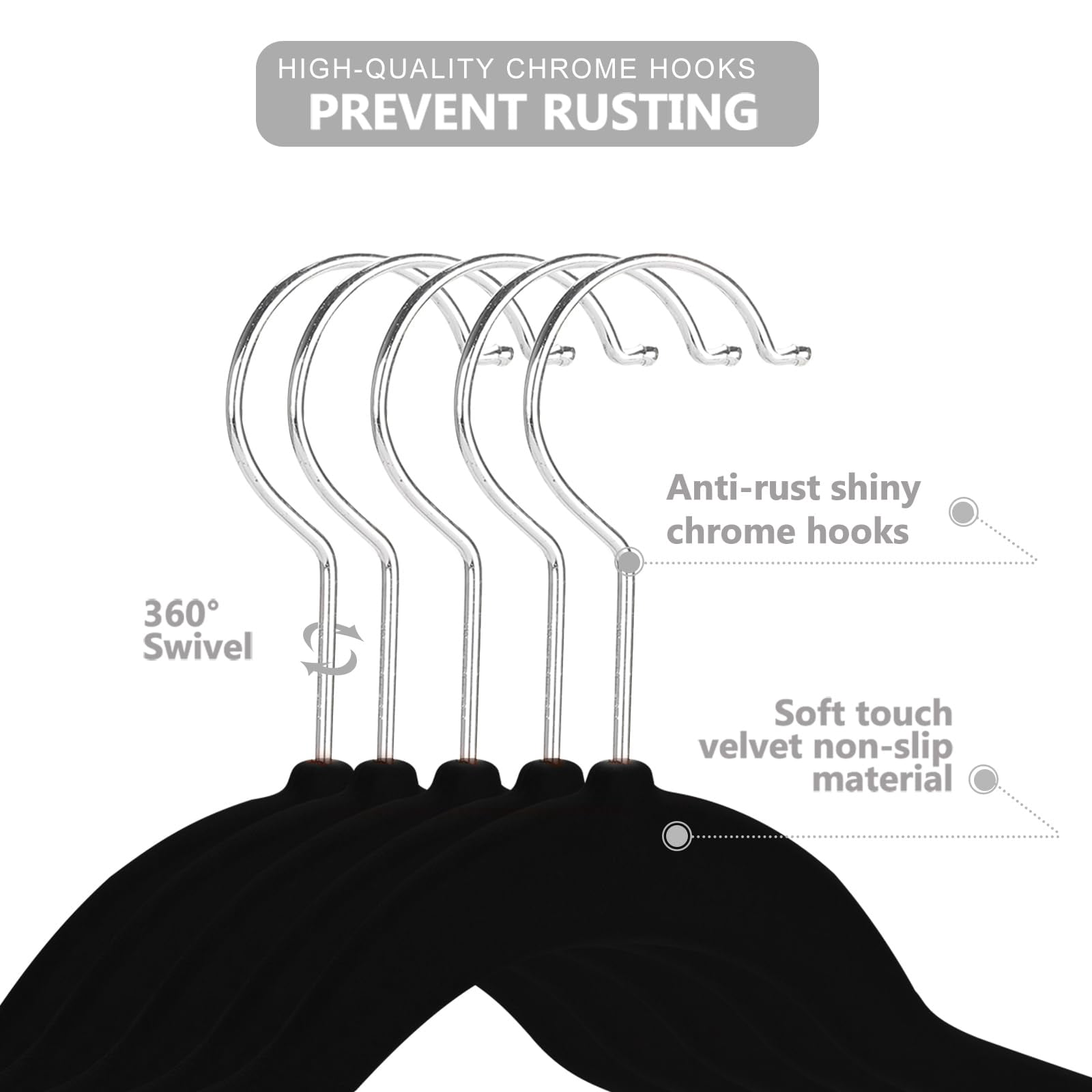Hangers Non-slip & 11.8 Inch For Clothes Pack Of 50(black/silver)