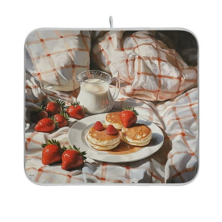 

BZSMCE Dish Drying Mat Breakfast Painting Design Drying Mats
