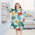 thumbnail image 5 of joogoo Wearable Blanket Hoodie for Butterfly Palm Leaves Flannel Sherpa Pocket 3-14 YR S, 5 of 7
