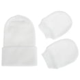 thumbnail image 1 of GOOHOCHY juego de gorro y guantes de algodón puro para bebé recién nacido (blanco), 1 of 8