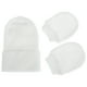thumbnail image 1 of GOOHOCHY juego de gorro y guantes de algodón puro para bebé recién nacido (blanco), 1 of 8