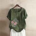 thumbnail image 2 of Blouses pour Femmes, T-Shirt à Manches Courtes et Col Rond d'Été pour Femmes, Mode Décontractée Imprimée avec Boutons, 2 of 3