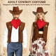 thumbnail image 3 of Disfraz de vaquero/vaquera para adulto, conjunto de chaleco, sombrero y pañuelo estilo western para Halloween, fiesta de disfraces, cosplay, color marrón, talla 140-160 XL, 3 of 7
