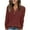 Brown, variant on Women's Long Sleeve V-Neck Pit Stripe Brushed Solid Color Button Placket Solid Top