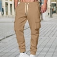 thumbnail image 2 of Mlzmgr Cargo Pants for Men Fleece Warm Elastic Waist Drawstring Joggers with Pockets Running Basketball Pants, 2 of 5