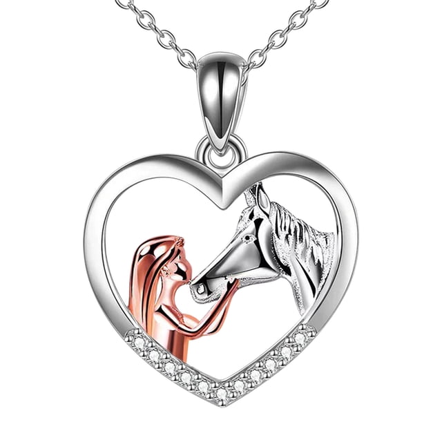 Collar de corazón para niñas, joyas de caballo, regalos de caballo para mujeres, collar, regalo para el Día de la Madre