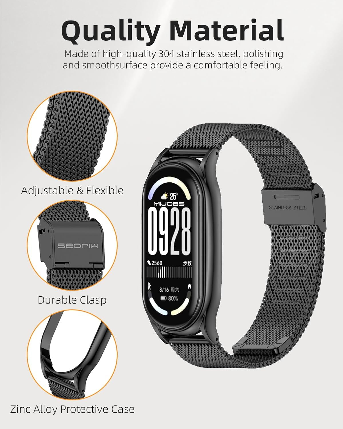 CRKMGS-Strap for Xiaomi Mi Band 10/9 Breathable Replacement Strap for Mi Fit Band 9 SmartWatch Straps Wristband Bracelet for Women Men
