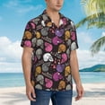 thumbnail image 2 of Lsque Halloween Skeleton pattern Hawaiian Shirt for Men, Unisex Summer Beach Casual Short Sleeve Button Down Shirts-X-Large, 2 of 9