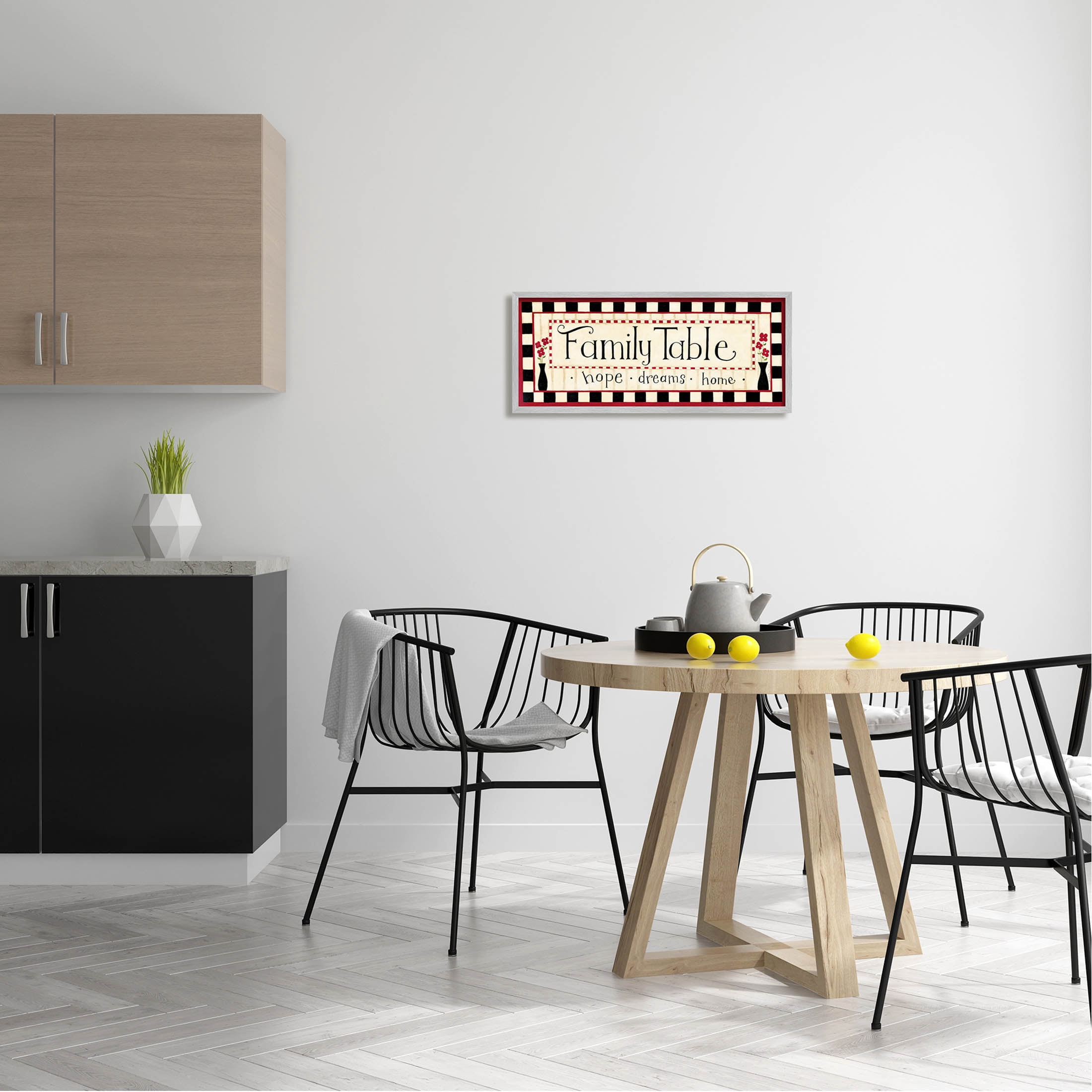 Family Table Hope Dreams Home Sign Typography Graphic Art Gray Framed Art Print Wall Art