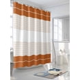 thumbnail image 3 of Boanket Polyester Fabric Orange Beige Stripe Shower Curtain, Modern Art Horizontal Striped Waterproof Bathtub Curtain Bathroom Decor Set with Hooks 72 x 96 Inches,, 3 of 6