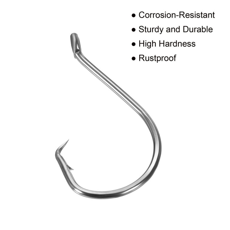 Uxcell 3/0# Carbon Steel Offset Hook Fishing Circle Hooks with Barbs, Black  100 Pack 