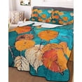 thumbnail image 3 of Quilts Twin Size, Orange Leaf Soft Comforter Bedding Set for Bed, Abstract Oil Painting Branch Turquoise Lightweight Quilted Bedspread with Pillow Cover(2 Pieces) for All Season, 68x86 Inch, 3 of 6
