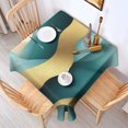 thumbnail image 2 of Teal Gold Marble Pattern Square Tablecloth,Waterproof Square Table Cover,Wipeable Spillproof Washable Table Cover for Home Kitchen Party Decor 42"X42"(107x107cm), 2 of 6