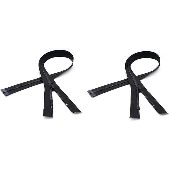 Medium Weight #5 Jacket Coil Nylon Separating Zippers - Color: Black - 2 Zippers Per Pack (Black - 27" Inches)
