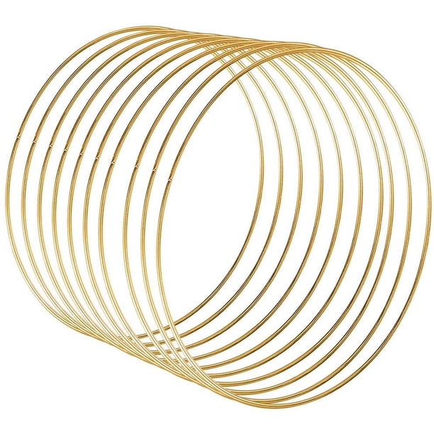 10 Piezas Anillos de Macramé de Anillo de Metal Dorado de 20 cm, Corona de Anillos de Aros Florales para Atrapasueños, Corona de Aro Floral Decoración de Bodas y Manualidades de Bricolaje