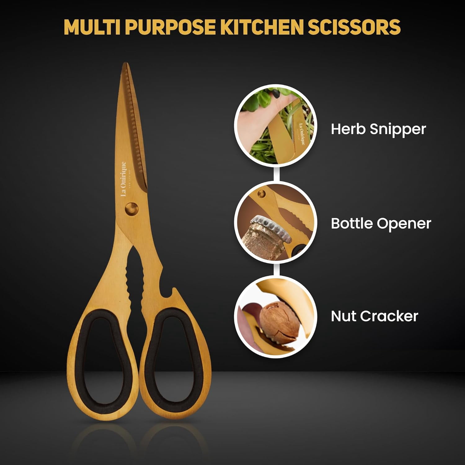 Luxury Silver & Gold Kitchen Knife Set with Block & Sharpener – 8-Piece -Coated Stainless Steel Knives, Super  Cutlery Tools for Home Cooking