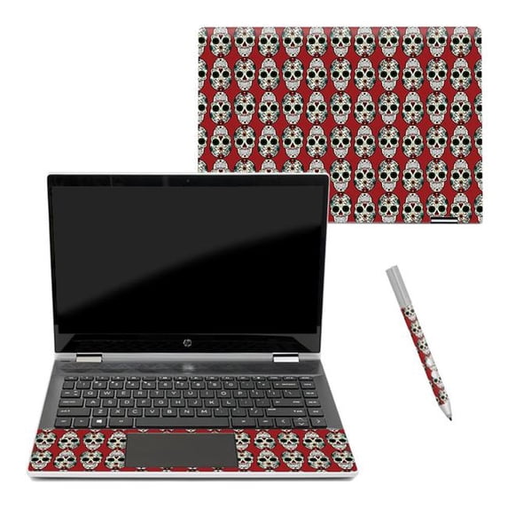 MightySkins CF-HPPX360144-Sugar Skull Carbon Fiber Skin Decal Wrap for HP Pavilion X360 14 in. 2018 Sticker - Sugar Skull