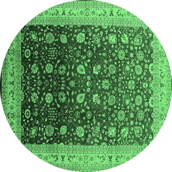 Ahgly Company Indoor Round Oriental Emerald Green Traditional Area Rugs, 5' Round