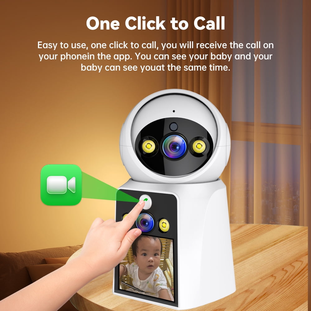 DIFANG Yoosee 4K Dual Screen Two Way Video Call WiFi baby monitor Camera, Auto Tracking, Color Night Vision