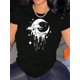 thumbnail image 1 of Camisetas con gráficos clásico para mujeres y adolescentes y niñas, playera de verano con estampado estéticoCelestial Charm | Women's Fashionable Black T-Shirt with Moon and Star Graphic - Casual Ro, 1 of 5