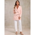 thumbnail image 3 of INSPIRE CHIC Women's Notch Lapel Double Breasted Belted Long Trenchcoat, 3 of 7