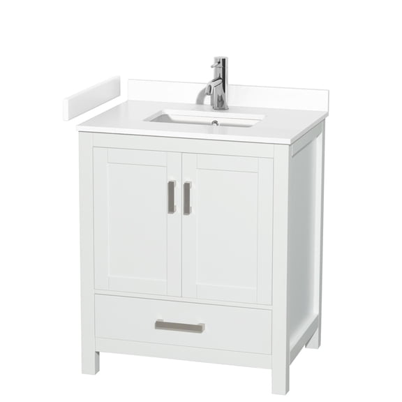 Wyndham Collection Sheffield 30" Wood Single Bathroom Vanity in White