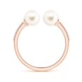 thumbnail image 2 of Angara Two Stone Freshwater Cultured Pearl Open Stackable Ring in 14K Rose Gold for Women (Ring Size = 5), 2 of 9