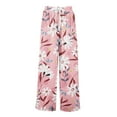 thumbnail image 4 of Mlqidk Palazzo Pants for Women Lounge Plus Size High Waist Pant Elastic Drawstring Wide-Leg Capris Pants Summer Bohemian Floral Print Trouser with Pockets Pink 2XL, 4 of 5
