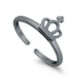 thumbnail image 3 of 7mm- Crown Toe Band Ring 925 Sterling Silver Thin Adjustable Stylish Rings for Women, 3 of 5