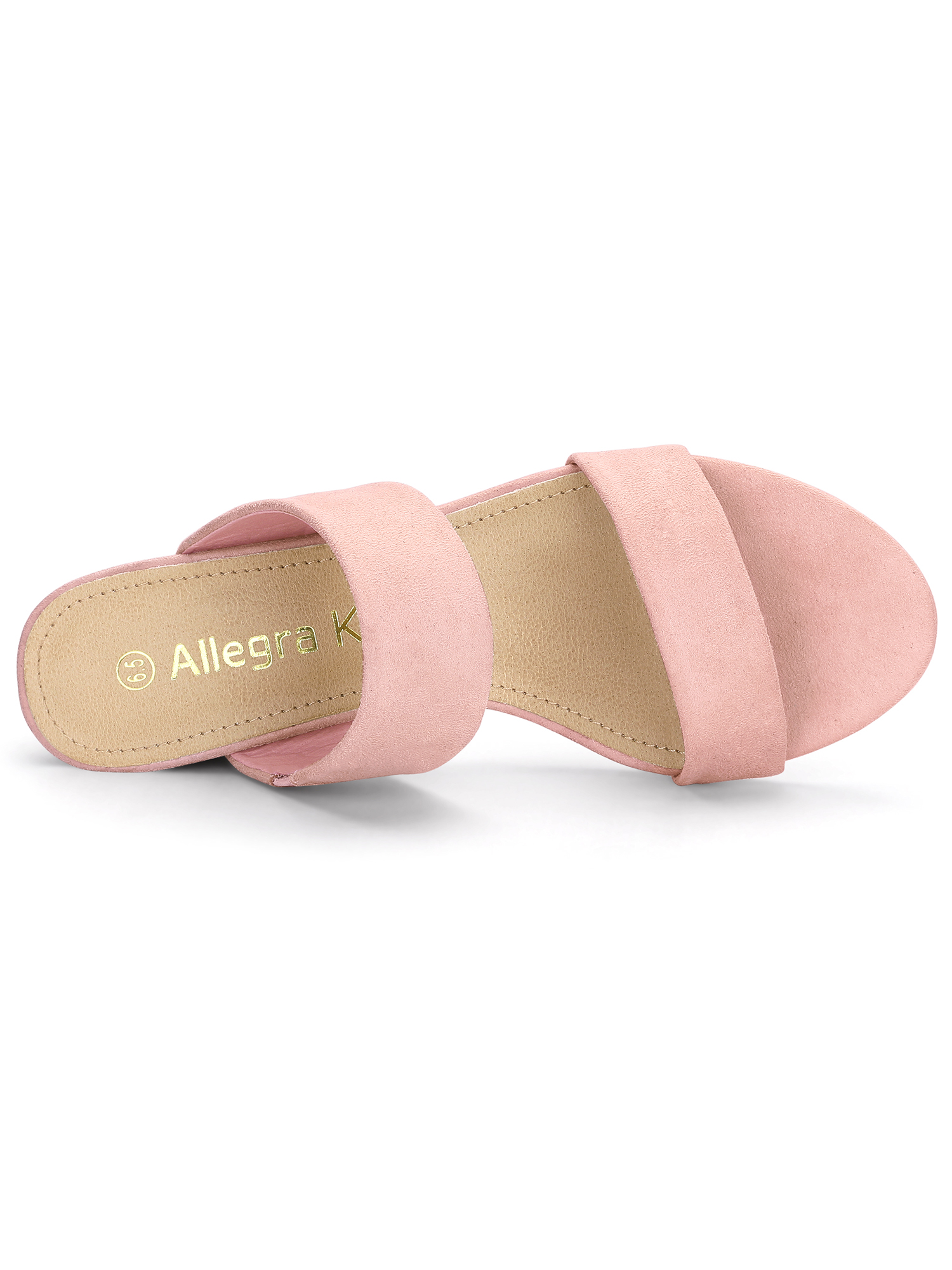 DARING DIVA Stylish Women's Block Heel Dual Straps Slide Sandals 9 Light Pink