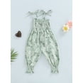 thumbnail image 4 of Seyurigaoka Baby Girls Summer Jumpsuit, Boho Floral Shoulder Straps Tie Ruched Long Romper, Toddler Girls Sling Long Pants One-Piece Jumpsuit, 4 of 8