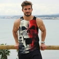 thumbnail image 6 of Pofeuu Red And White Screaming Demon Skull Print Men's Workout Tank Tops Sleeveless Muscle Gym Shirt Quick Dry-Small, 6 of 7