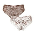 thumbnail image 3 of Curve Muse Women's Pack Of 2 Comfort Lace Tanga Hipster Boyshorts Panties-Pack B-Cream/Brown,Brown/Rose Gold-L/7, 3 of 6