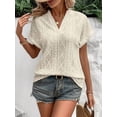 thumbnail image 5 of Women'S Summer Tops Casual V-Neck Cap Sleeve Shirt Light Crochet Textured Vest Shirt Apricot S, 5 of 8