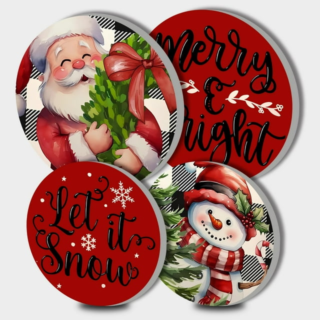Fundas para estufa Tucocoo, color rojo navideño, 20 cm y 25 cm, 4 unidades
