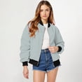 thumbnail image 4 of Holzkary Bomber Jacket Women 2025 Causal Floral Zip Up Coats Long Sleeve Stand Collar Fall Jackets Lightweight Outerwear Tops Autumn Leisure Square Thin Pocket Jacket Blouse Coat Baseball Top Gn1 M, 4 of 9