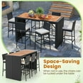 thumbnail image 4 of Patiojoy 7-Piece Patio Bar Dining Set PE Rattan Furniture Set with Acacia Wood Tabletop & Soft Cushions, 4 of 9