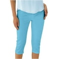 thumbnail image 2 of UVEASISHA Solid Capri Leggings for Women Stretch High Waist Fitness Yoga Pants Lightweight Comfy Athletic Capris Blue S, 2 of 7