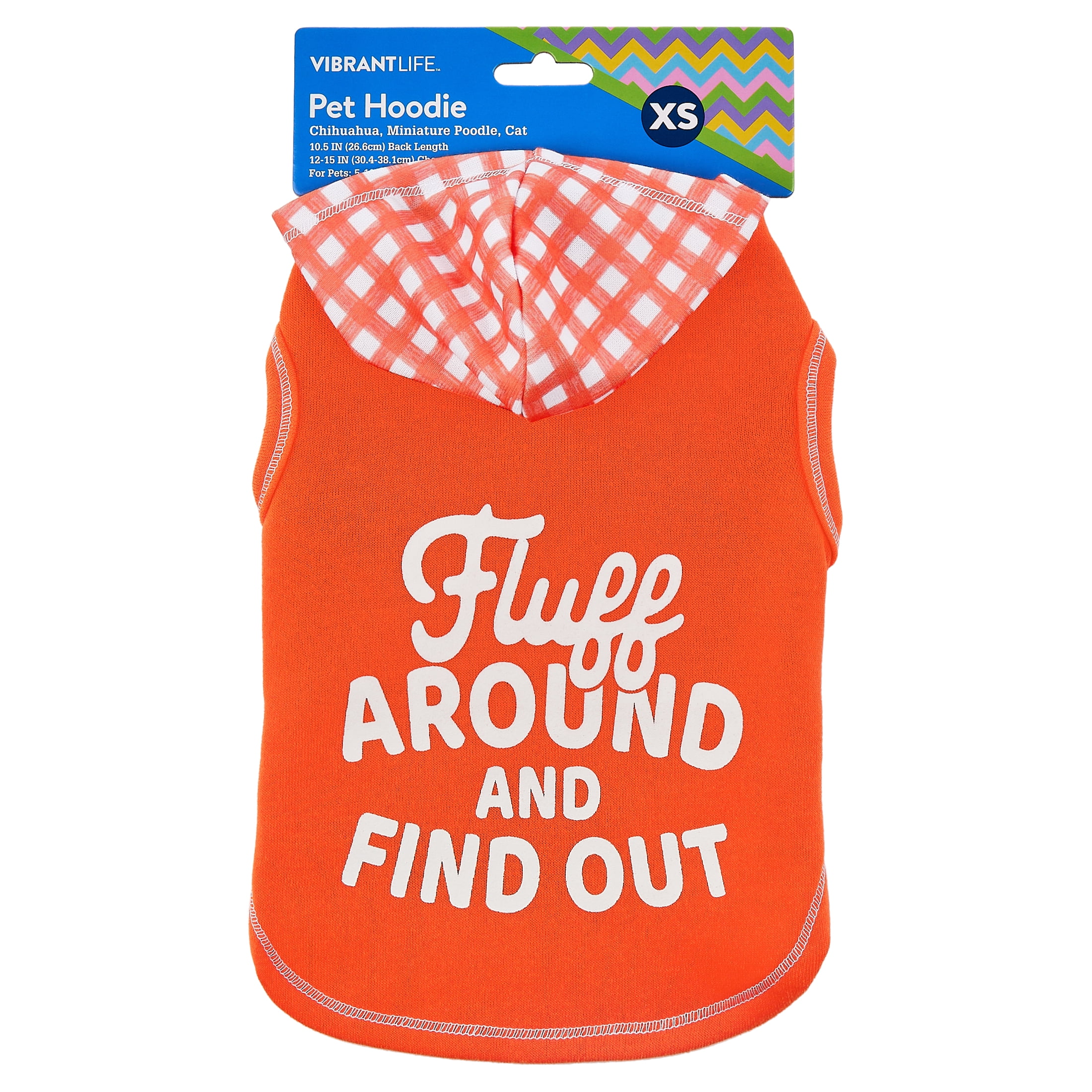 Vibrant Life Spring Pet Hoodie for Cats & Dogs, Fluff Around and Find Out, Orange, XS