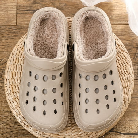 

Wish Unisex Classic Lined Clogs | Plush Slippers Khaki (no shoe flower) 36 S3437