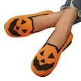 thumbnail image 5 of Willtoo Halloween Shoes for Women Pumpkin Ghost Pattern Loafers Soft Knitted Slip on Flats, 5 of 5