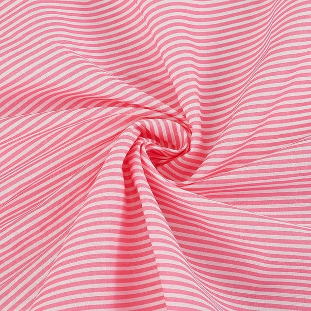 Tela de algodón a rayas de 1,09 yardas, 63 pulgadas de ancho, color rosa perla y blanco, con estampado de rayas para coser, mini tela para manualidades, tela a rayas holandesa por yarda.