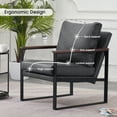 thumbnail image 5 of MCombo Modern Accent Chair, Armchair with Upholstered Cushion for Living Room Bedroom,  Faux Leather(Dark Grey), 5 of 9