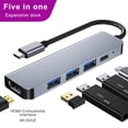 thumbnail image 3 of Tipo C HUB Portátil USB HDMI-Compatible con HDMI Adaptador de video 5-IN-1 Convertidor de velocidad rápida Teclado Teclado Accesorios para computadora Monstrate EL005674-00B, 3 of 7